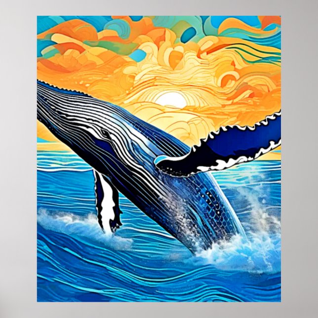 Humpback Sunset Leap Art Poster (Vorne)