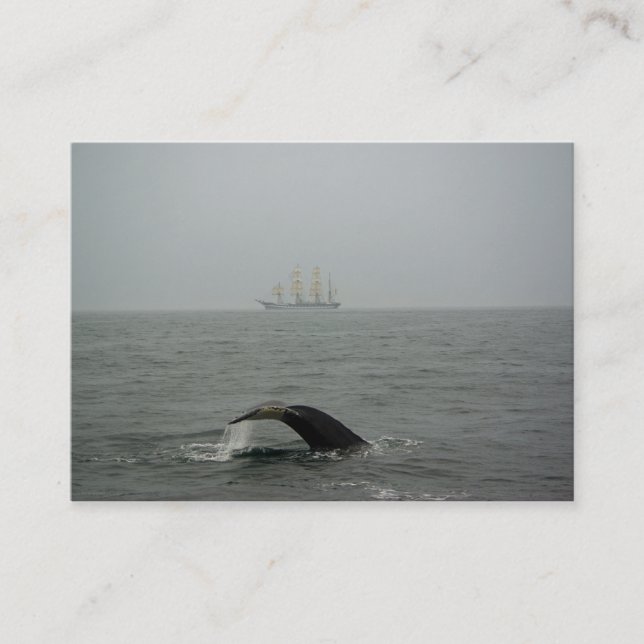 Humpback Whale and Tall Ship 2 Mini Print Visitenkarte (Vorderseite)