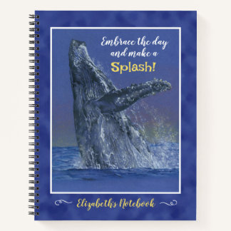 Humpback Whale Art on Blue 8 1/2" x 11" Spiral Notizbuch