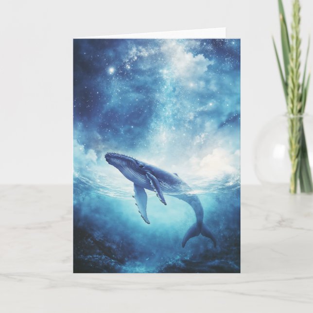 Humpback Whale in Starlit Waters Karte (Vorderseite)