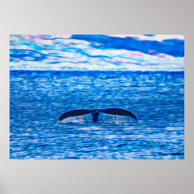 Humpback Whale Schwanz vor der Küste von Maui Hawa Poster (Vorne)