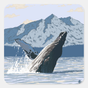 Humpback Whale - Seward, Alaska Quadratischer Aufkleber