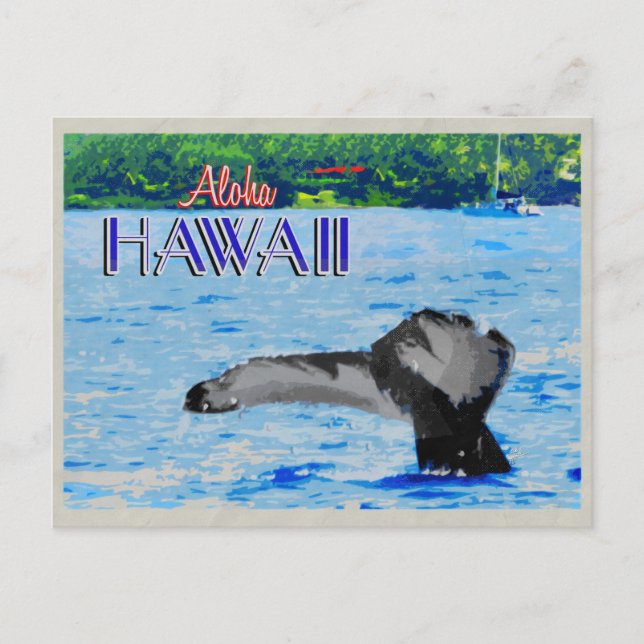 Humpback Whale TailHawaii Vintage Travel Poster Postkarte (Vorderseite)