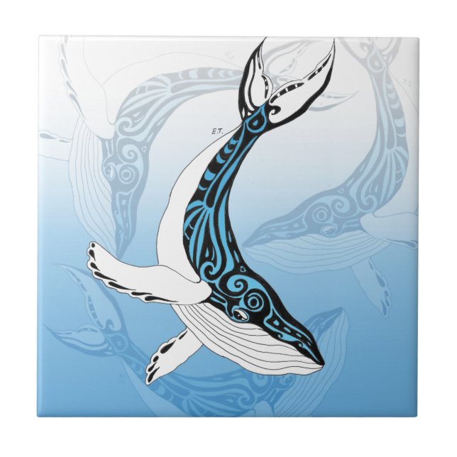 Humpback Whale Tribal Fliese (Vorderseite)