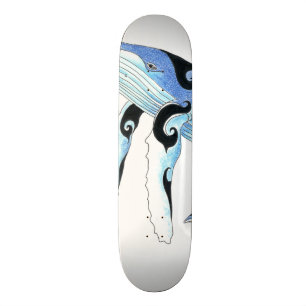 Humpback Whale Tribal Geist Blau Skateboard