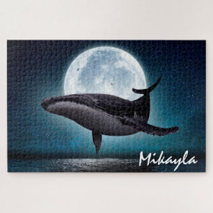 Humpback Whale über Vollmond Puzzle