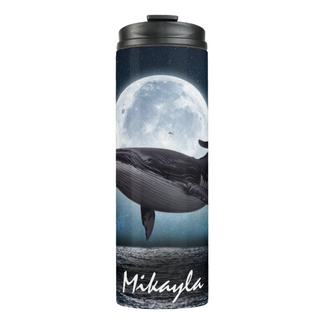 Humpback Whale über Vollmond Thermosbecher (Vorderseite)