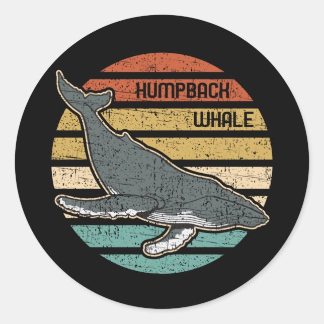 Humpback Whale Vintag Sunset Runder Aufkleber (Vorderseite)