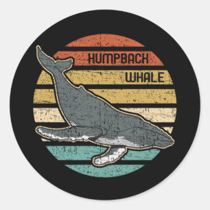 Humpback Whale Vintag Sunset Runder Aufkleber