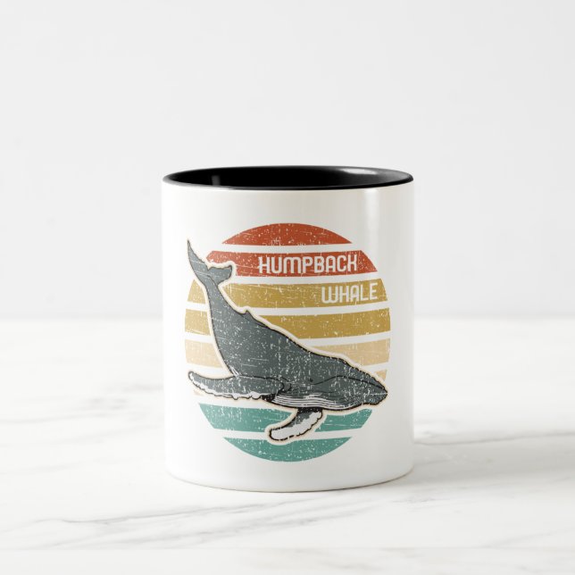 Humpback Whale Vintag Sunset Zweifarbige Tasse (Mittel)