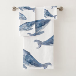 Humpbackwale in Aquarellen Badhandtuch Set