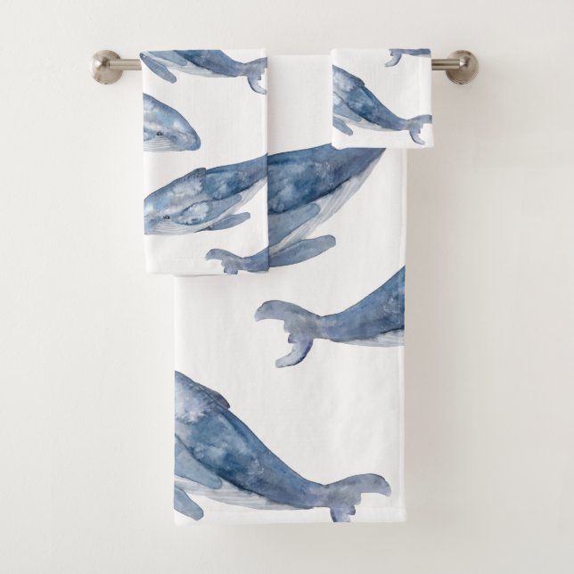 Humpbackwale in Aquarellen Badhandtuch Set (Insitu)