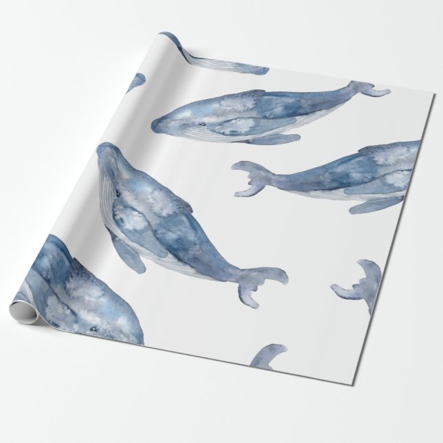 Humpbackwale in Aquarellen Geschenkpapier (Ungerollt)
