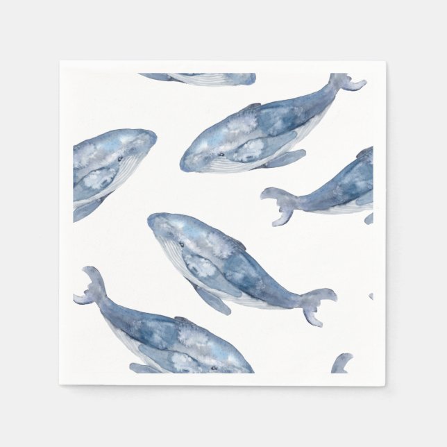 Humpbackwale in Aquarellen Serviette (Vorderseite)
