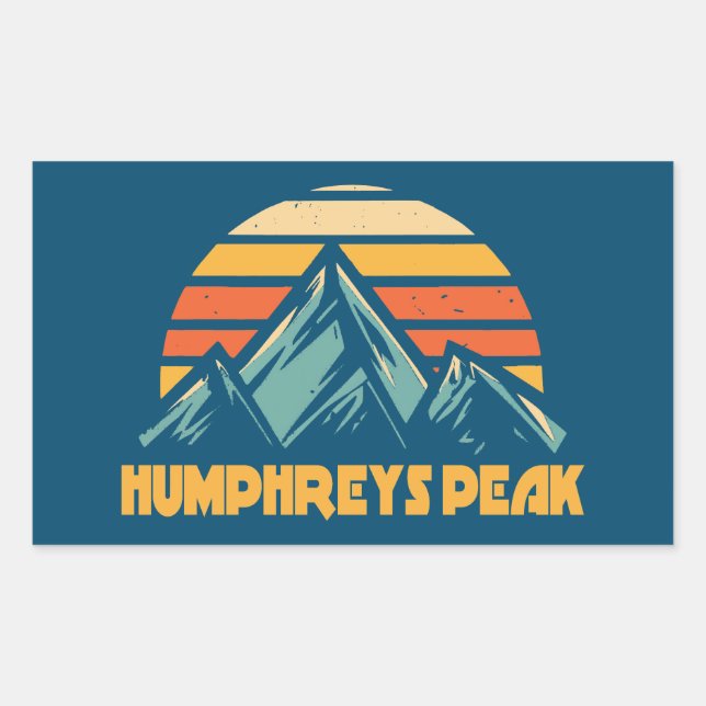Humphreys Peak Arizona Retro Türkis Rechteckiger Aufkleber (Vorderseite)