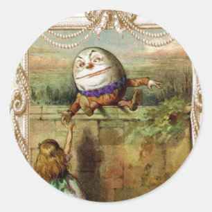Humpty Dumpt und Alice Runder Aufkleber