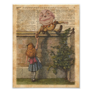 Humpty Dumpty & Alice Vintage-Buchillustration Fotodruck