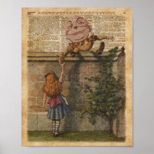 Humpty Dumpty & Alice Vintage-Buchillustration Poster