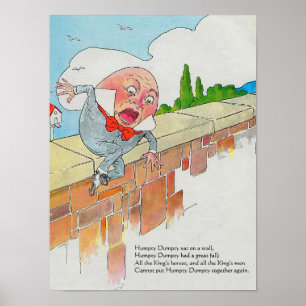 Humpty Dumpty auf Wall Mother Gänse Kinderzimmer R Poster