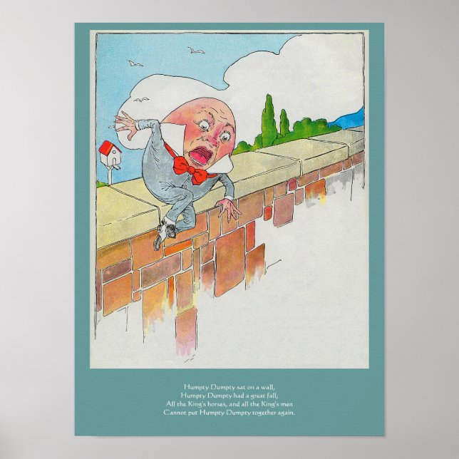 Humpty Dumpty auf Wall Mother Gänse Kinderzimmer R Poster (Vorne)
