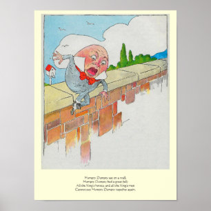 Humpty Dumpty auf Wall Mother Gänse Kinderzimmer R Poster