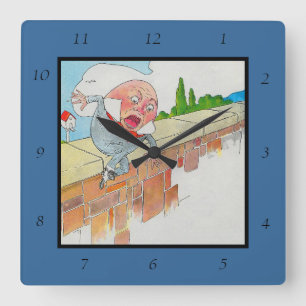 Humpty Dumpty auf Wall Mother Gänse Kinderzimmer R Quadratische Wanduhr