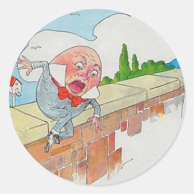Humpty Dumpty auf Wall Mother Gänse Kinderzimmer R Runder Aufkleber (Vorderseite)