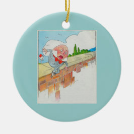 Humpty Dumpty gesessen auf einer Wand Keramikornament