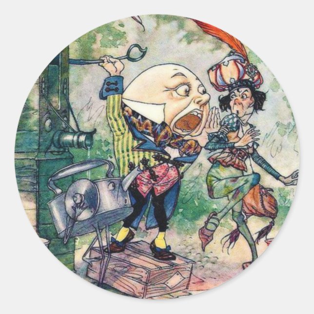 Humpty Dumpty in Wonderland Runder Aufkleber (Vorderseite)