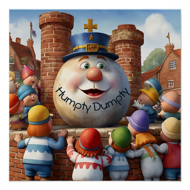 Humpty Dumpty Kinderzimmer Wasserfarbe Poster (Vorderseite)
