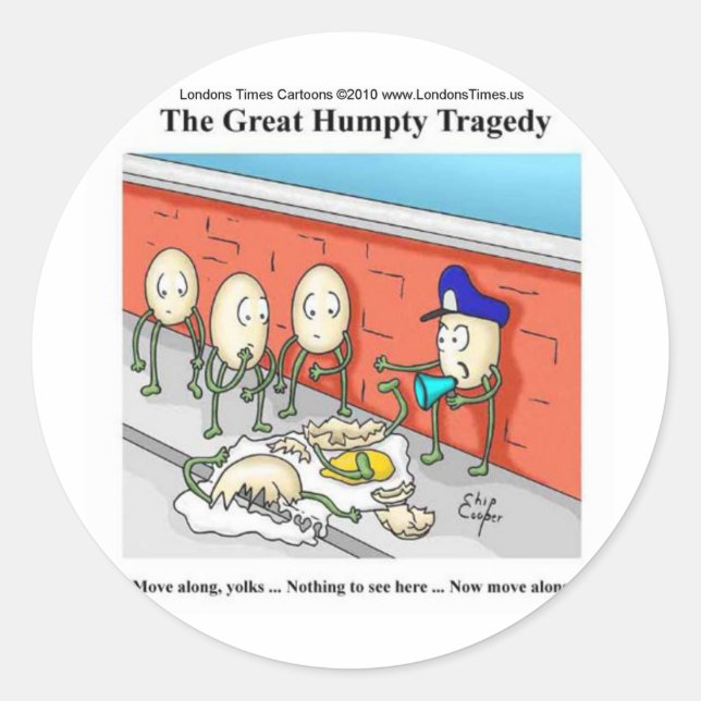 Humpty Dumpty Police Investigation Funny Gifts Runder Aufkleber (Vorderseite)