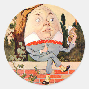 Humpty Dumpty saß auf einer Mauer in Wonderland Runder Aufkleber