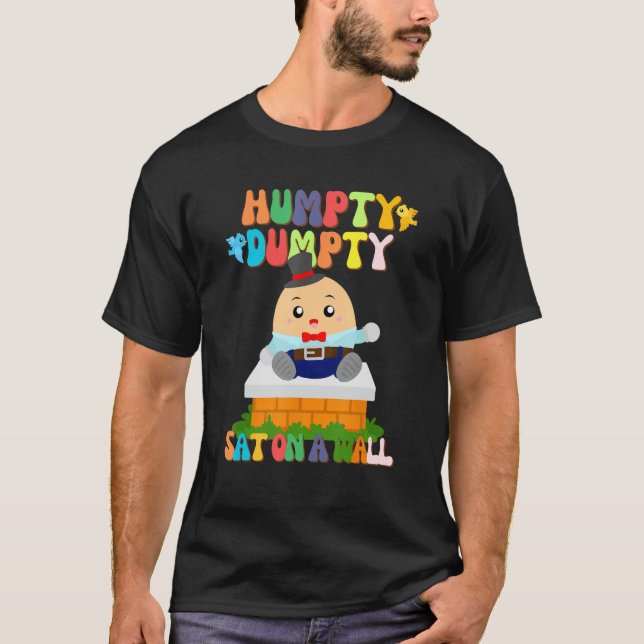 Humpty Dumpty Sat auf einer Mauer für Kleinkinder, T-Shirt (Vorderseite)