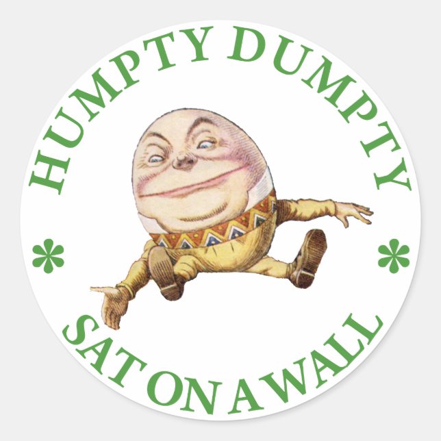 Humpty Dumpty Sat auf einer Mauer Runder Aufkleber (Vorderseite)