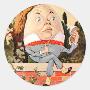 Humpty Dumpty SAT auf einer Wand im Märchenland Runder Aufkleber