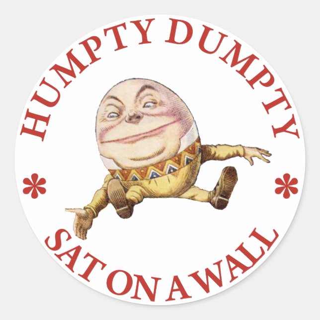 HUMPTY DUMPTY SAT AUF EINER WAND - KINDERZIMMER RH RUNDER AUFKLEBER (Vorderseite)