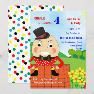 Humpty Dumpty Themed Kindergeburtstag Party Editab Einladung