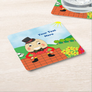 Humpty Dumpty Themed Kindergeburtstag Party Editab Rechteckiger Pappuntersetzer