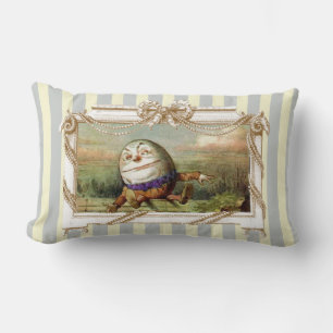 Humpty Dumpty und Alice auf blau-weißen Streifen Lendenkissen