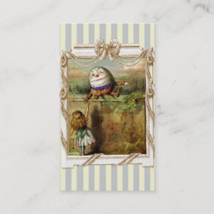 Humpty Dumpty und Alice auf blau-weißen Streifen Visitenkarte