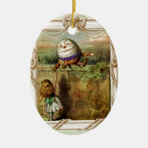 Humpty Dumpty und Alice Keramikornament