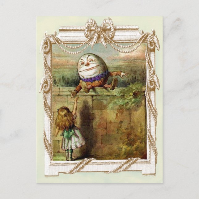 Humpty Dumpty und Alice Postkarte (Vorderseite)