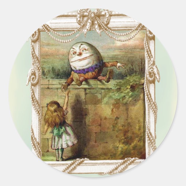 Humpty Dumpty und Alice Runder Aufkleber (Vorderseite)