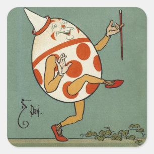 Humpty Dumpty, Vintages Gänse-Kinderzimmer Rhyme Quadratischer Aufkleber