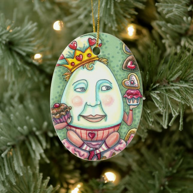 HUMPTY KING OF HEARTS AND CONFEKECTS, VALENTINE KERAMIK ORNAMENT (Baum)