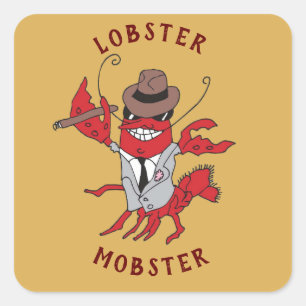Humster Mobster 🦞 Funny Cartoon Gangster Quadratischer Aufkleber