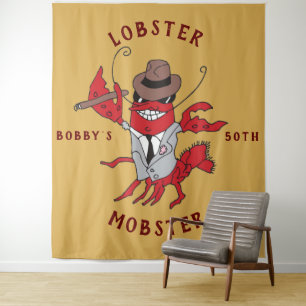 Humster Mobster 🦞 Funny Cartoon Gangster Wandteppich