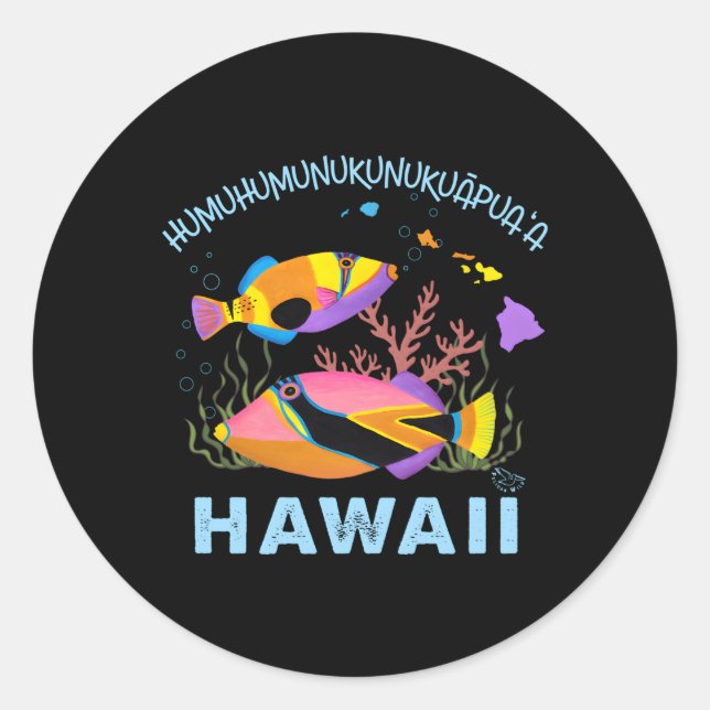 Humuhumunukunukuapua'A Hawaii Staat Fisch Runder Aufkleber (Vorderseite)