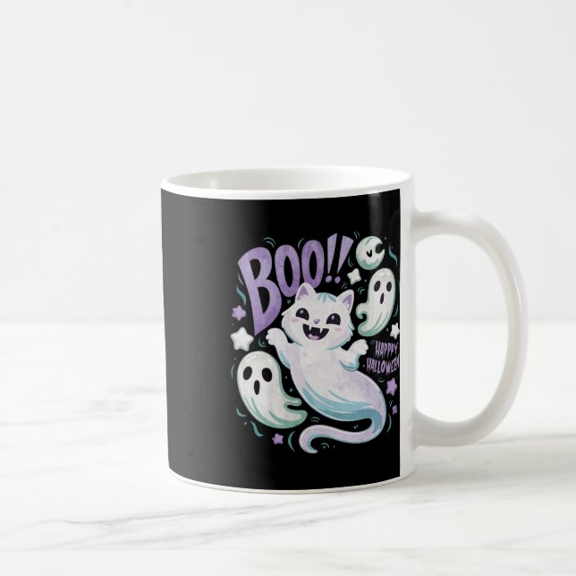 Humurer Ghost Cat Boo Kitty Halloween Kaffeetasse (Rechts)
