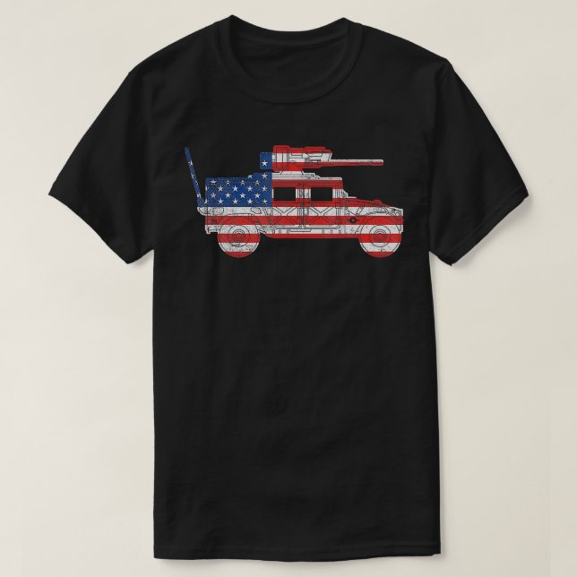 Humvee American Flag Military Vehicle HMMWV Side H T-Shirt (Design vorne)
